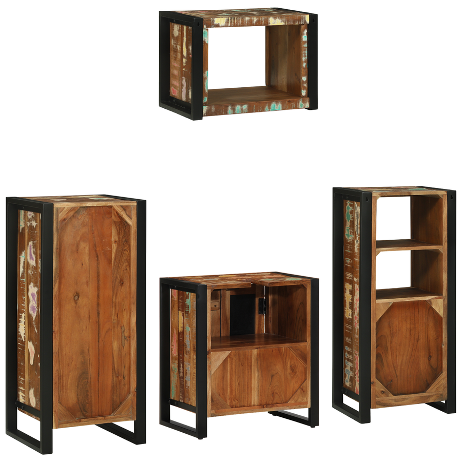 Badkamermeubelset met plank met opslag met de deur 4 pcs Multikleur 40 x 35 x 90 cm