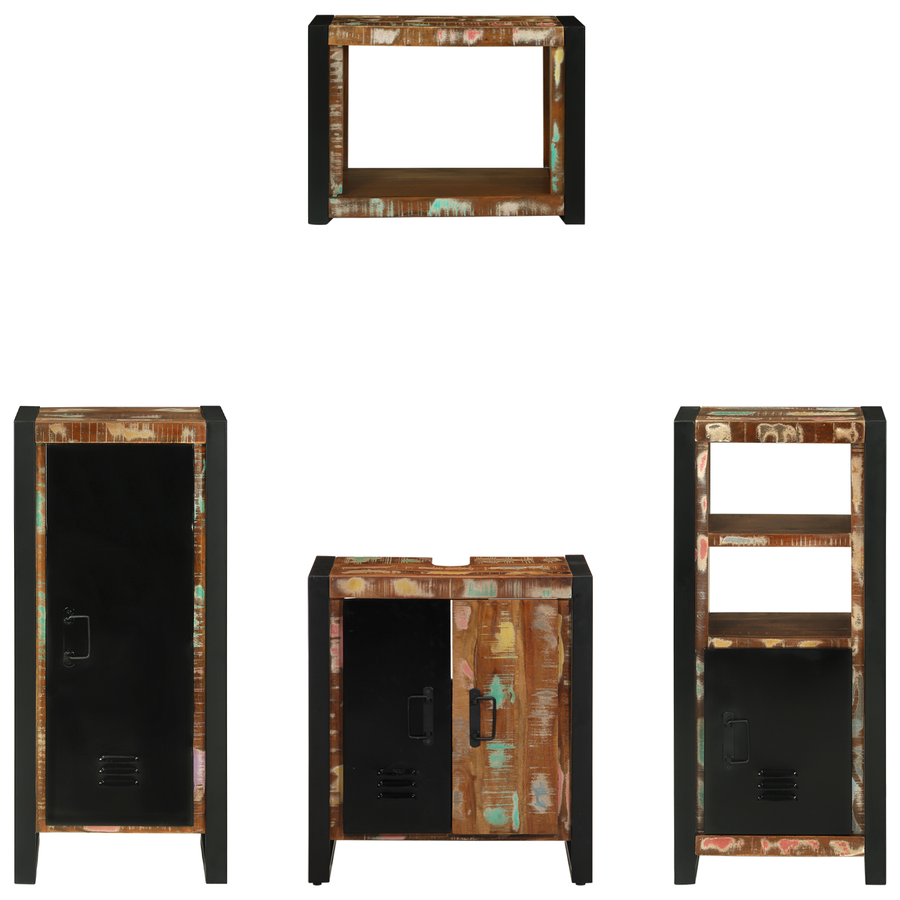 Badkamermeubelset met plank met opslag met de deur 4 pcs Multikleur 40 x 35 x 90 cm
