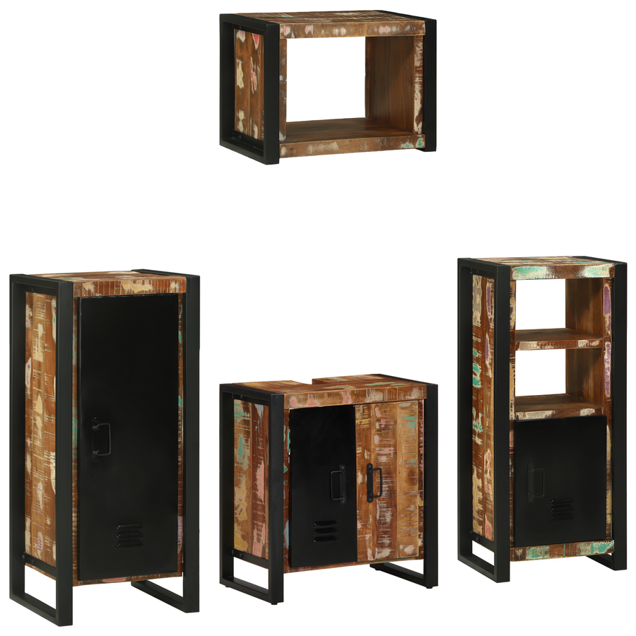 Badkamermeubelset met plank met opslag met de deur 4 pcs Multikleur 40 x 35 x 90 cm