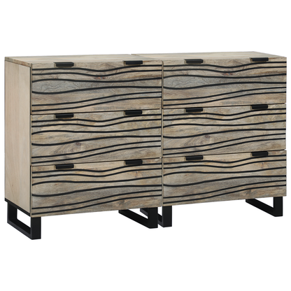 Dressoirs 2 pcs Wit 60 x 33,5 x 75 cm Massief ruw mango hout