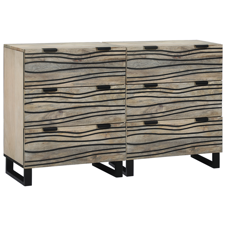 Dressoirs 2 pcs Wit 60 x 33,5 x 75 cm Massief ruw mango hout