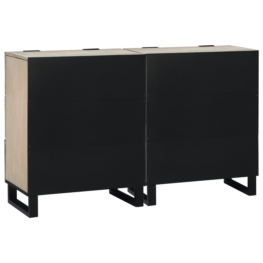 Dressoirs 2 pcs Wit 60 x 33,5 x 75 cm Massief ruw mango hout