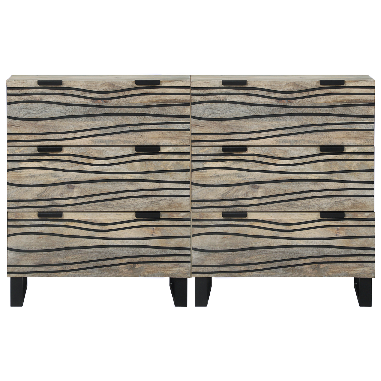Dressoirs 2 pcs Wit 60 x 33,5 x 75 cm Massief ruw mango hout