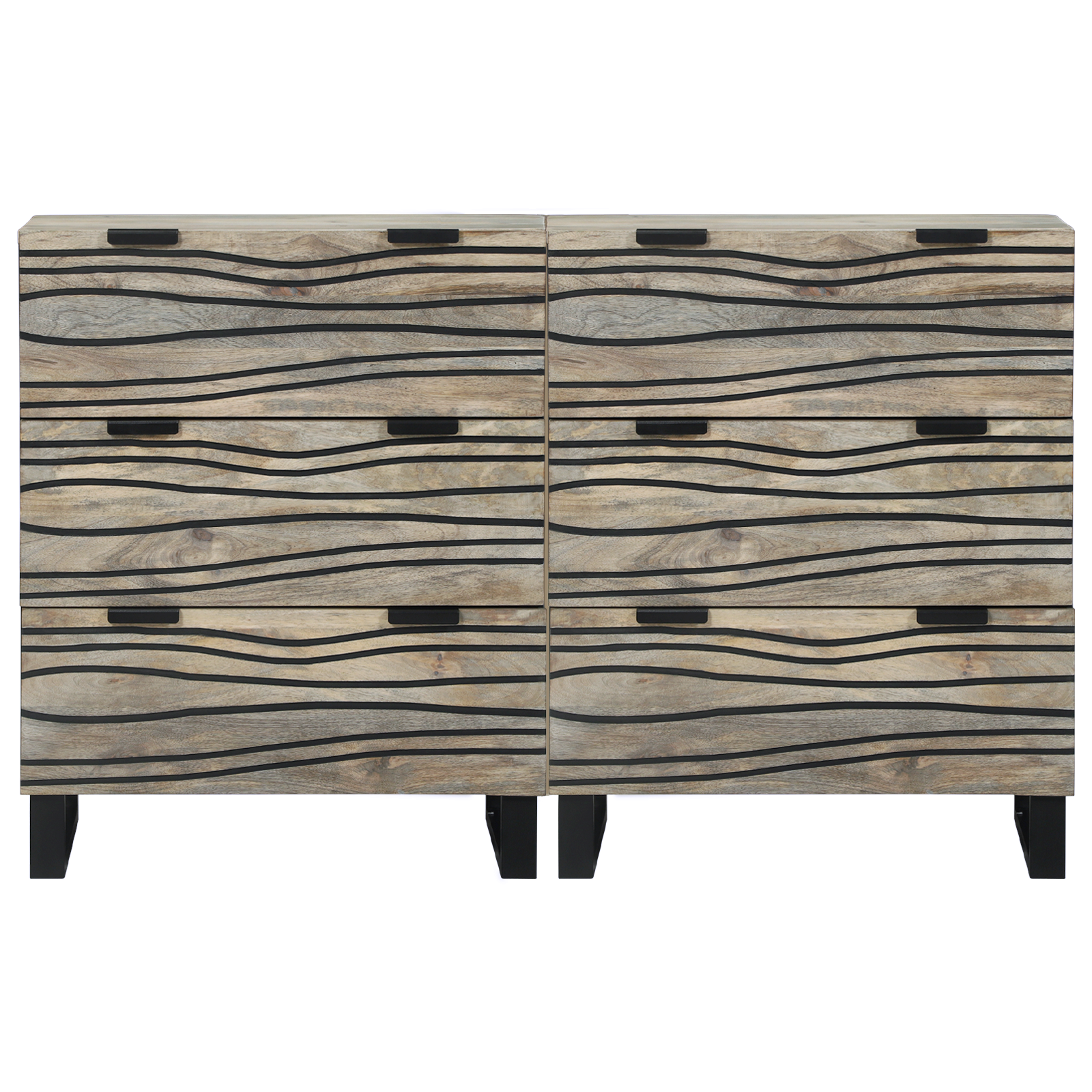 Dressoirs 2 pcs Wit 60 x 33,5 x 75 cm Massief ruw mango hout