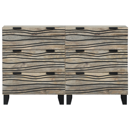 Dressoirs 2 pcs Wit 60 x 33,5 x 75 cm Massief ruw mango hout