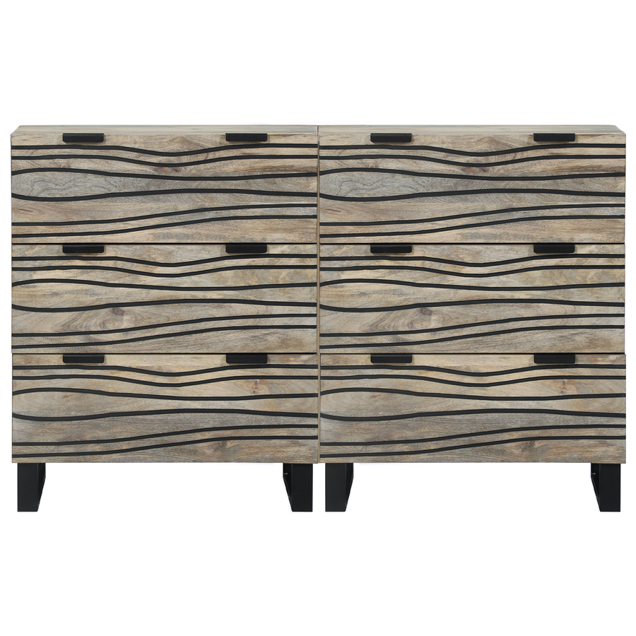 Dressoirs 2 pcs Wit 60 x 33,5 x 75 cm Massief ruw mango hout
