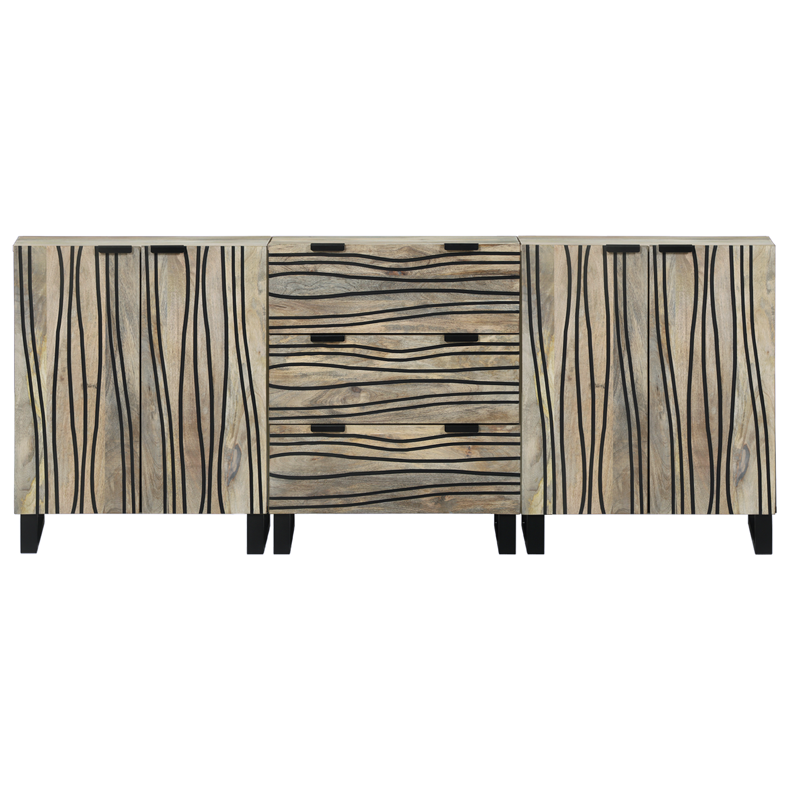 Badkamermeubelset met lade met plank met opslag met de deur 3 pcs Wit 180 x 33 x 75 cm