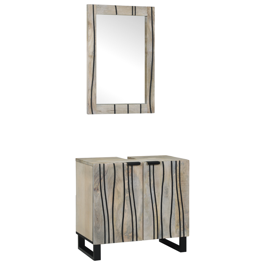 Badkamermeubelset met plank met opslag met de deur met spiegel 2 pcs Wit 62 x 33 x 58 cm