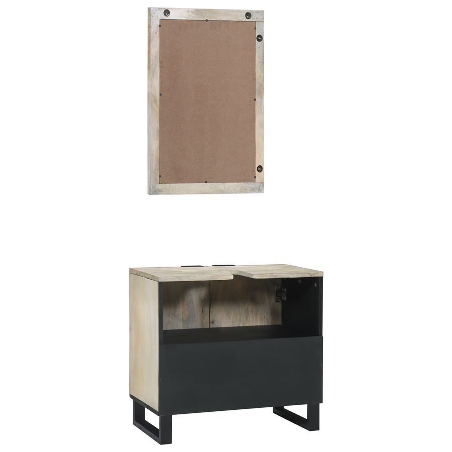 Badkamermeubelset met plank met opslag met de deur met spiegel 2 pcs Wit 62 x 33 x 58 cm