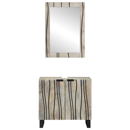 Badkamermeubelset met plank met opslag met de deur met spiegel 2 pcs Wit 62 x 33 x 58 cm