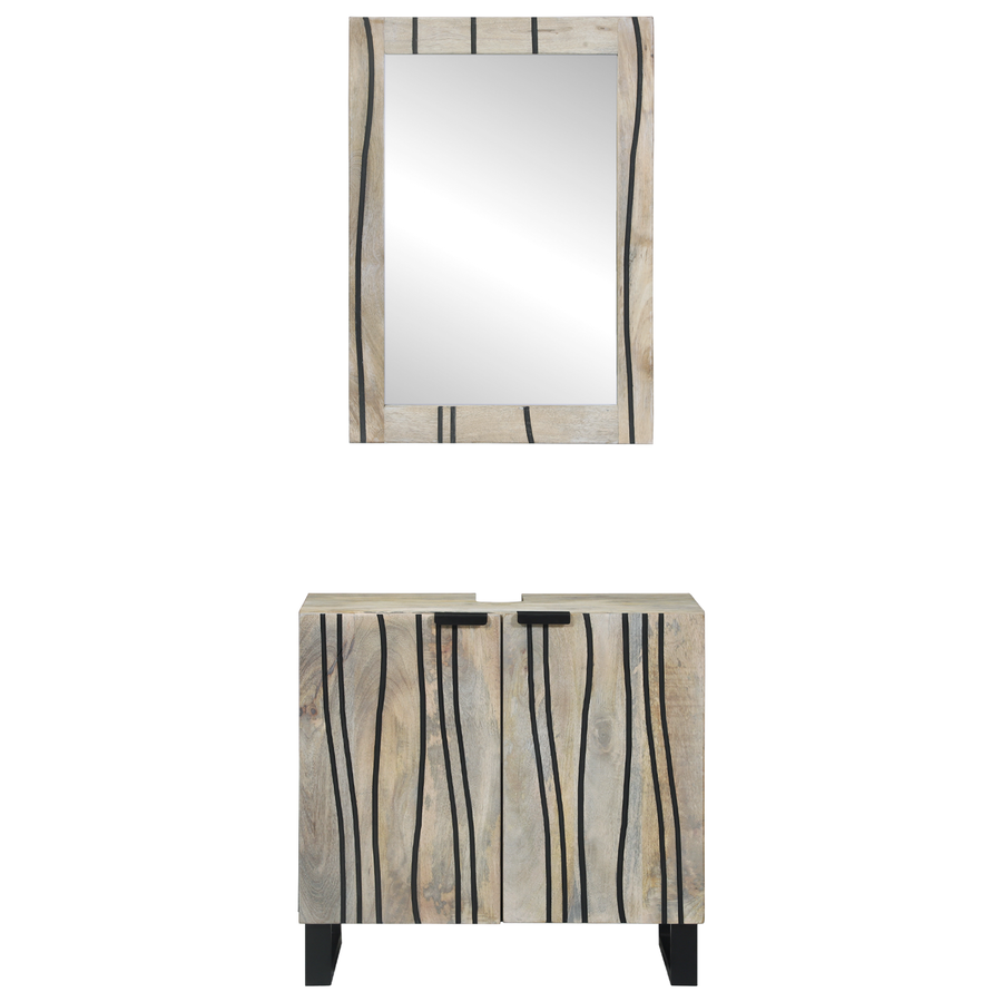 Badkamermeubelset met plank met opslag met de deur met spiegel 2 pcs Wit 62 x 33 x 58 cm