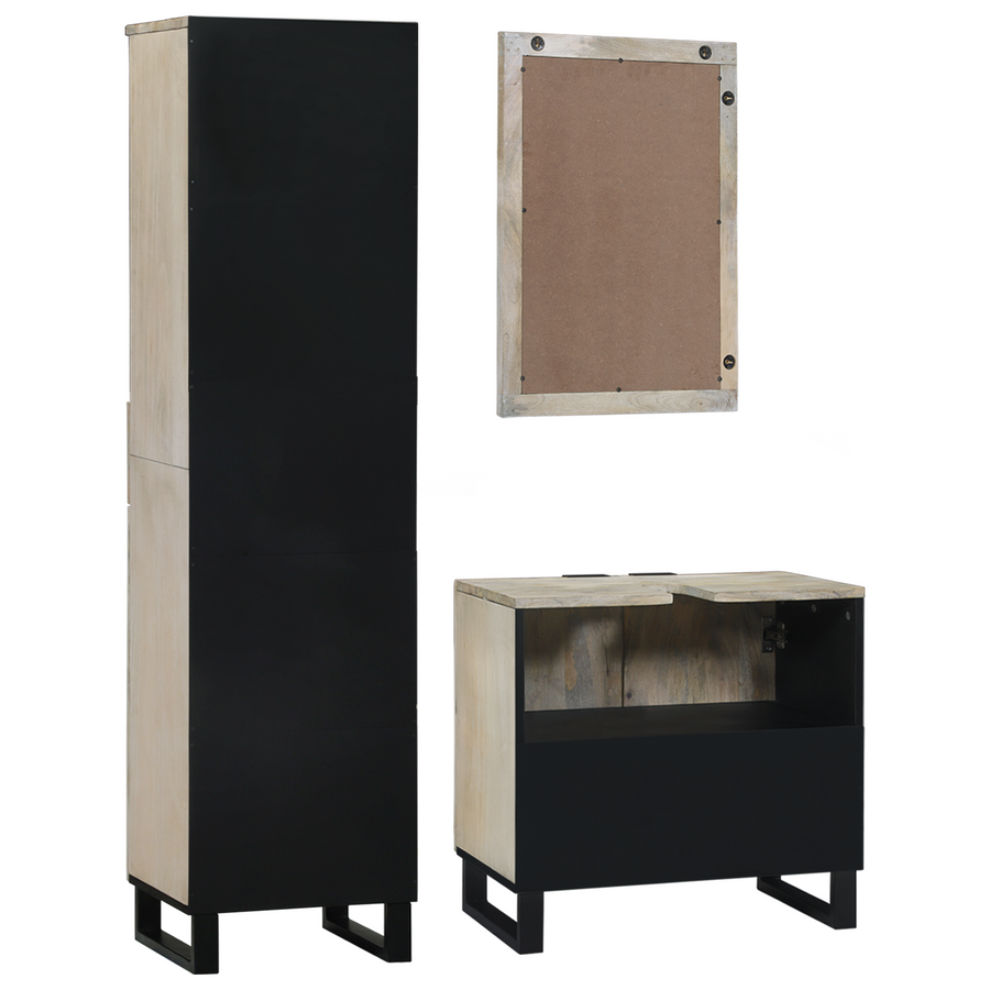 Badkamermeubelset met lade met plank met opslag met de deur met spiegel 3 pcs Wit 38 x 33 x 160 cm