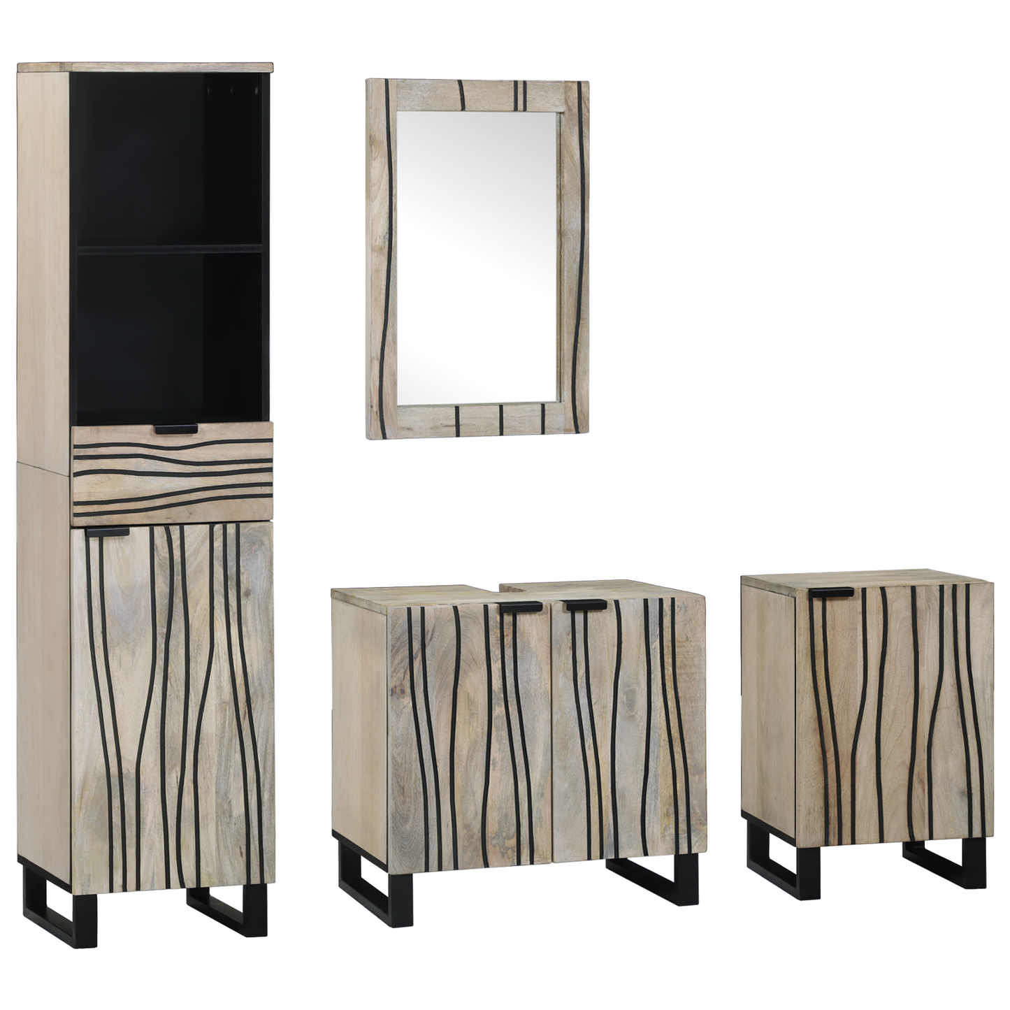 Badkamermeubelset met lade met plank 4 pcs Walnut bruin 38 x 33 x 160 cm