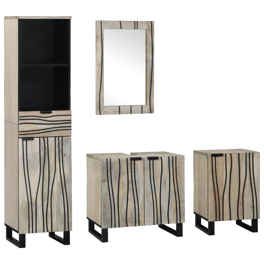 Badkamermeubelset met lade met plank 4 pcs Walnut bruin 38 x 33 x 160 cm