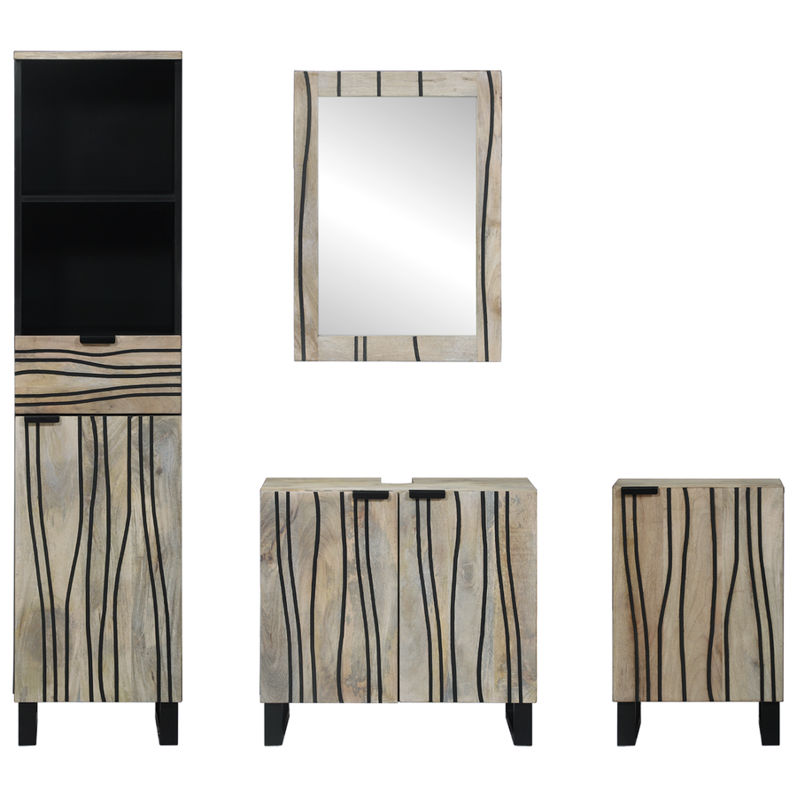 Badkamermeubelset met lade met plank 4 pcs Walnut bruin 38 x 33 x 160 cm