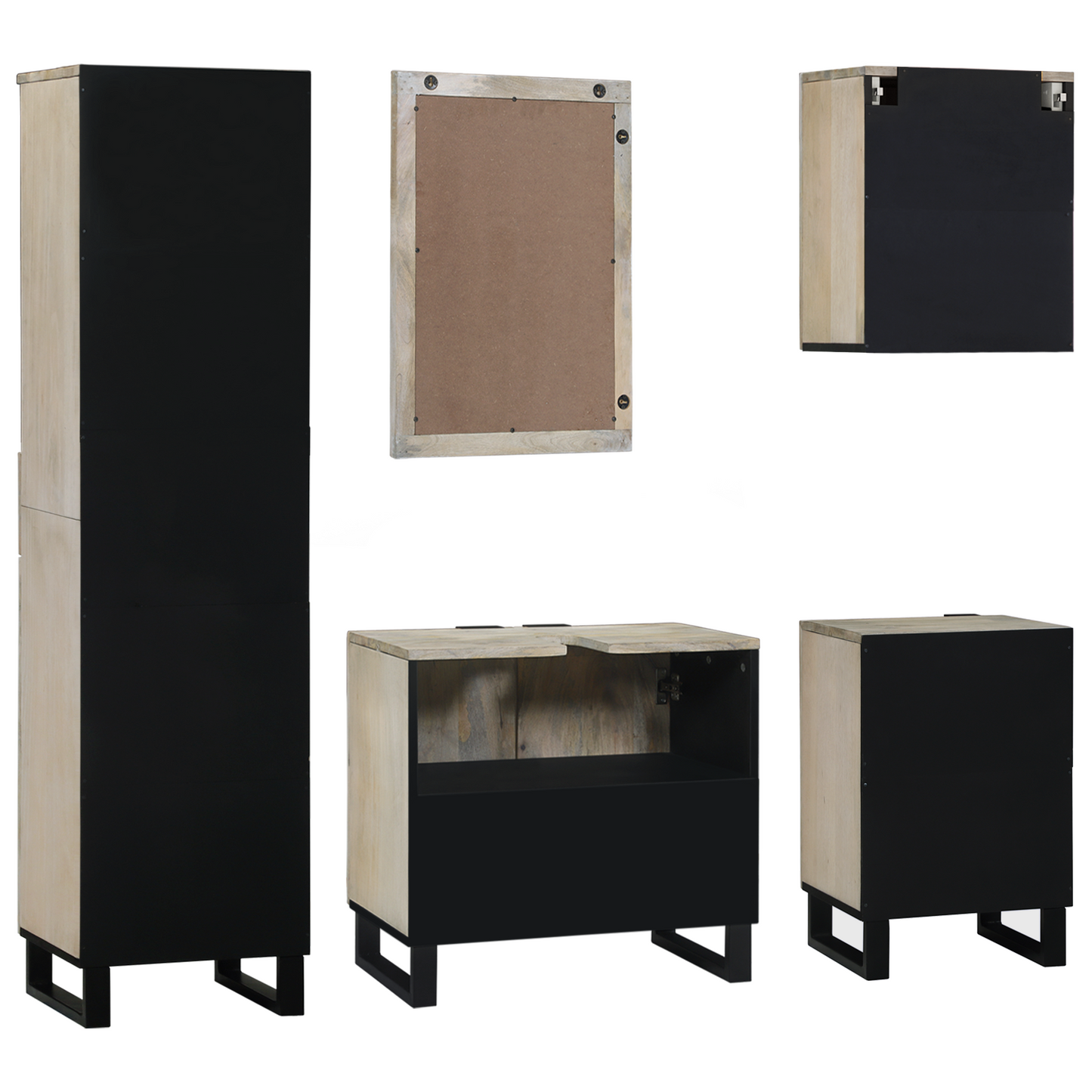 Badkamermeubelset met lade met plank 5 pcs Walnut bruin 38 x 33 x 160 cm