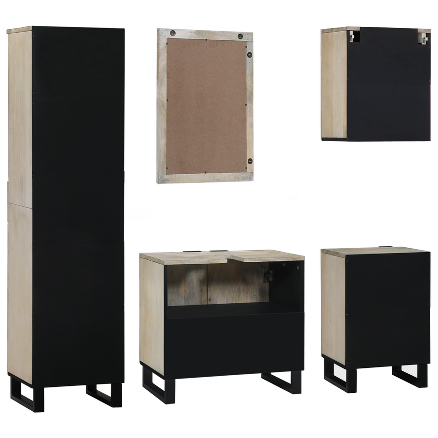 Badkamermeubelset met lade met plank 5 pcs Walnut bruin 38 x 33 x 160 cm