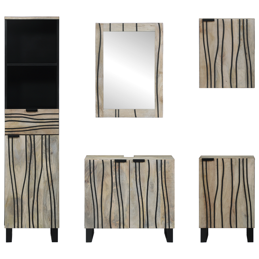 Badkamermeubelset met lade met plank 5 pcs Walnut bruin 38 x 33 x 160 cm