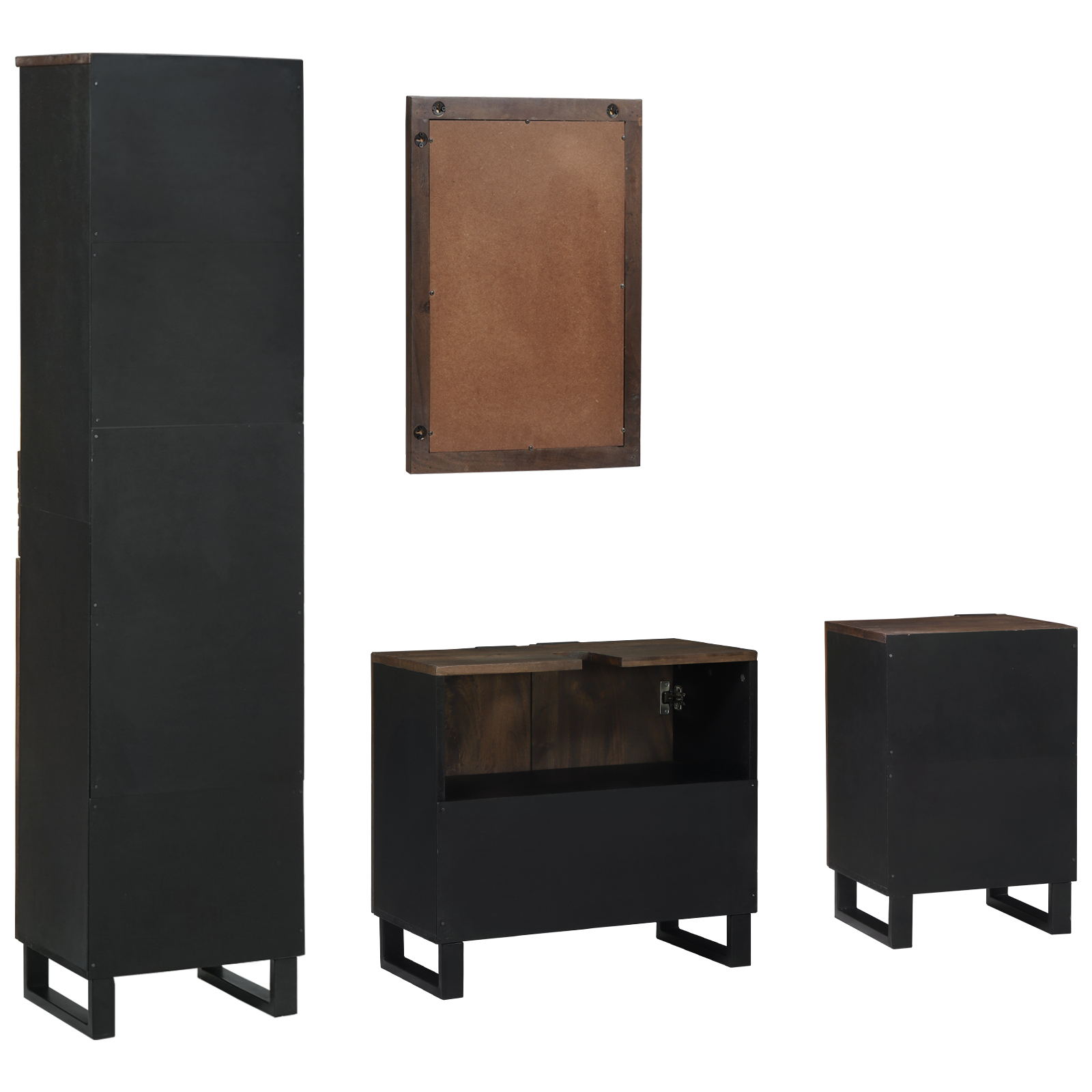 Badkamermeubelset met lade met plank met opslag met de deur met spiegel 4 pcs Wit 38 x 33 x 160 cm