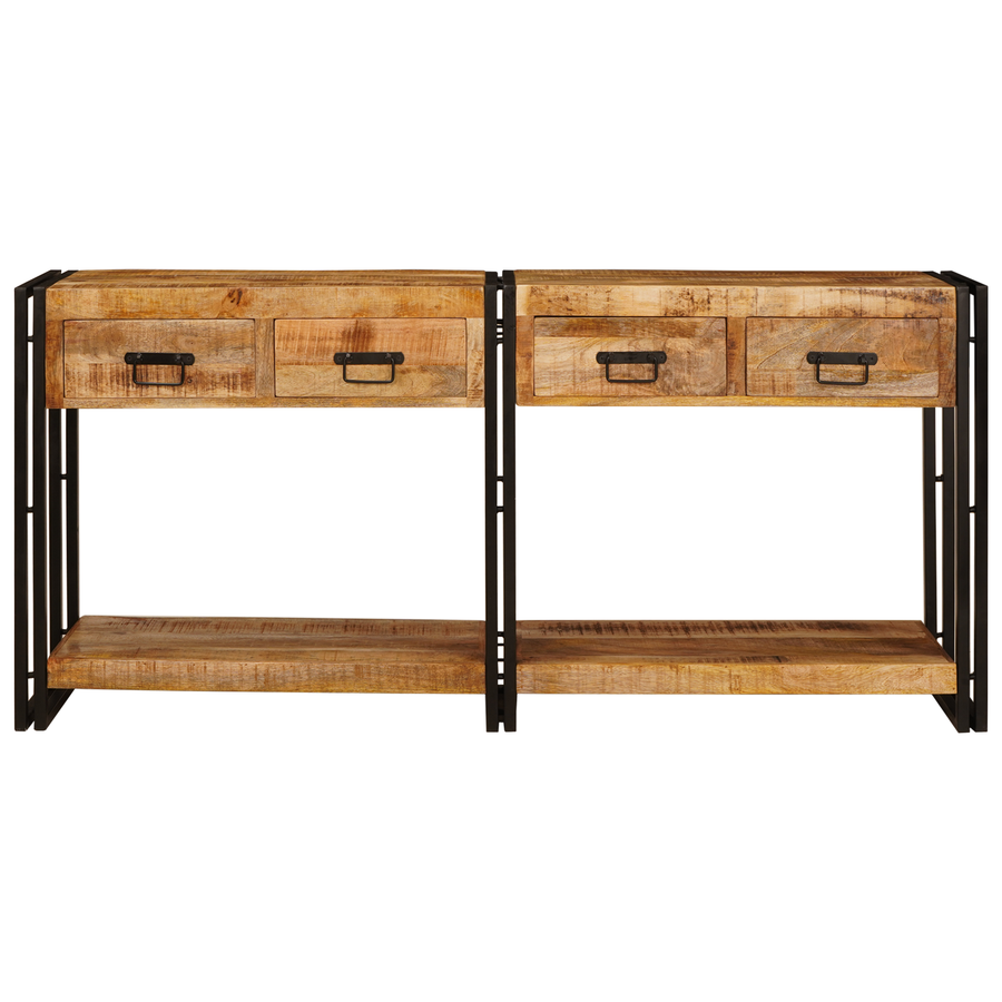 Wandtafels 2 pcs Bruin 160 x 33 x 75 cm Massief ruw mango hout
