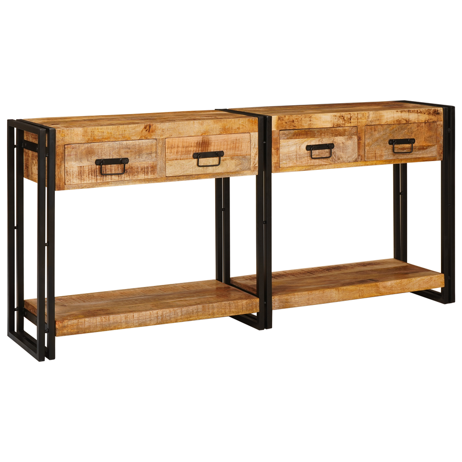 Wandtafels 2 pcs Bruin 160 x 33 x 75 cm Massief ruw mango hout