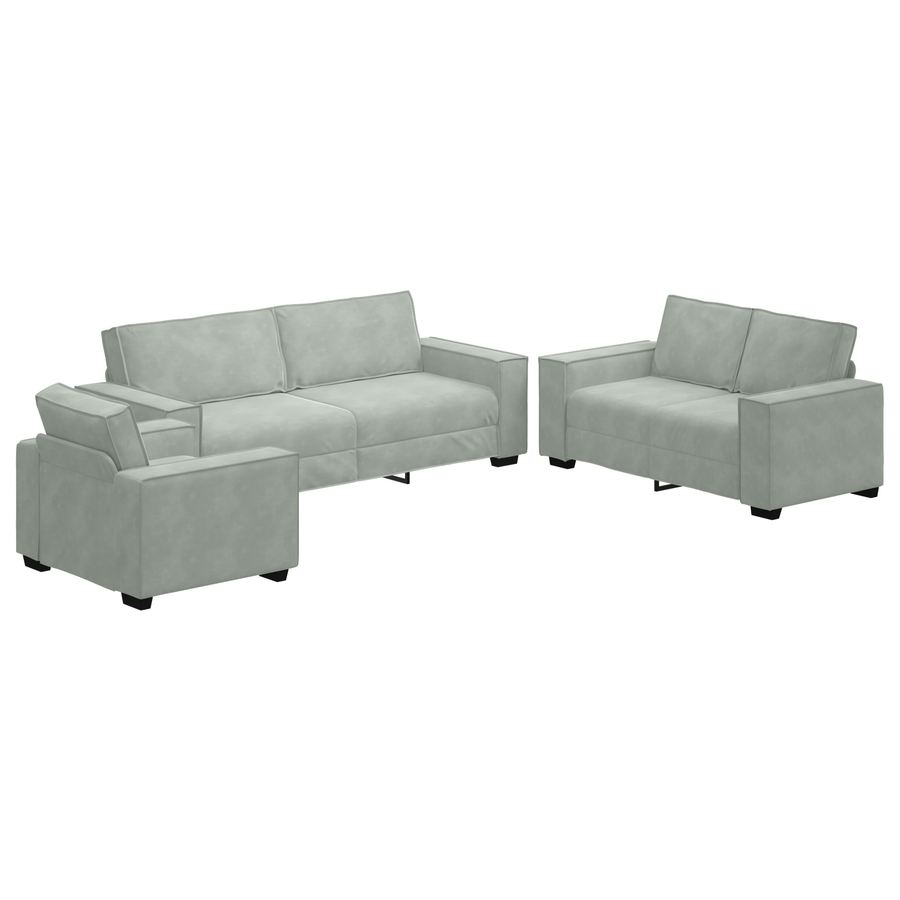 Bankstel met kussen 3 pcs Grijs 220 x 78 x 84 cm Fluweel