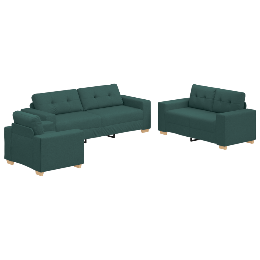 Bank 3 Pcs Linnen-Mix Stof Donkergroen