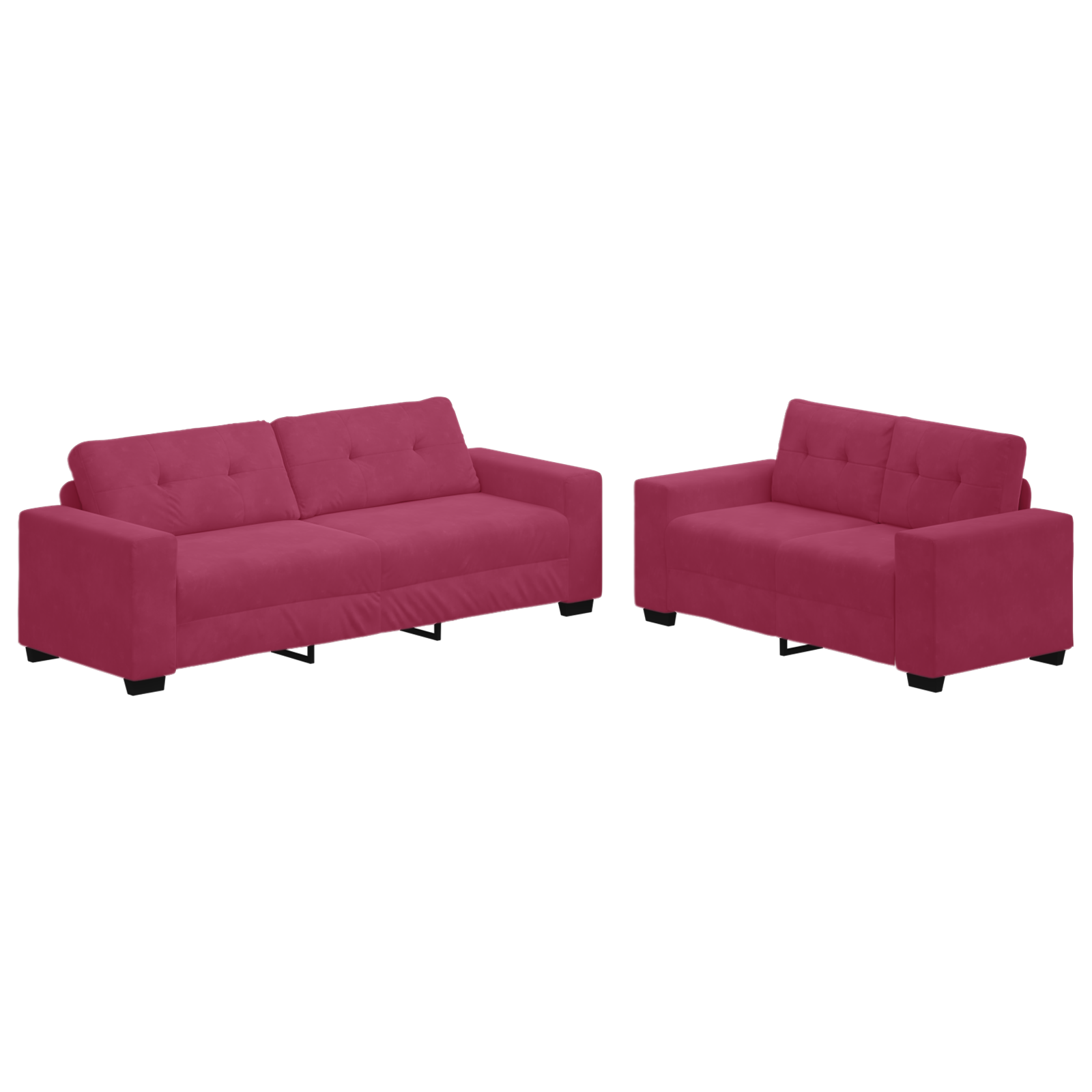 Bankstel 2 pcs Wijnrood 221 x 78 x 80 cm Fluweel