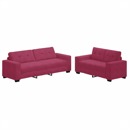 Bankstel 2 pcs Wijnrood 221 x 78 x 80 cm Fluweel