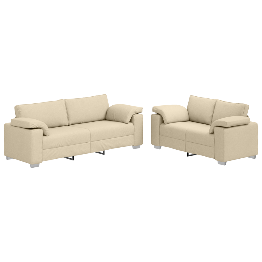 Bank 2 pcs Crème 219 x 80 x 82 cm Stof