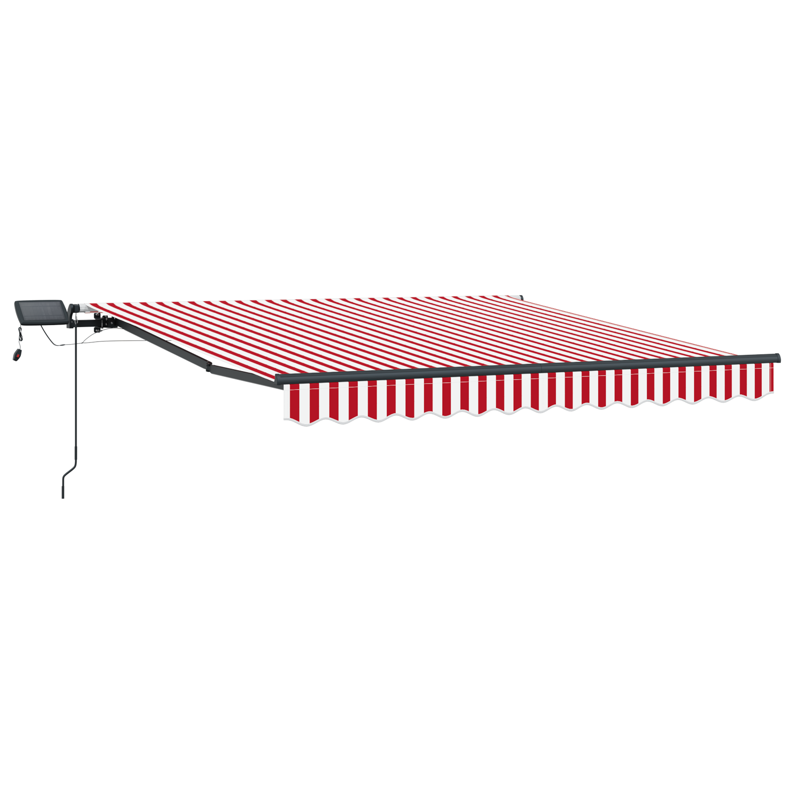 Handmatige Inklapbare Luifel met LED Rood en Witte Streep 350x250 cm