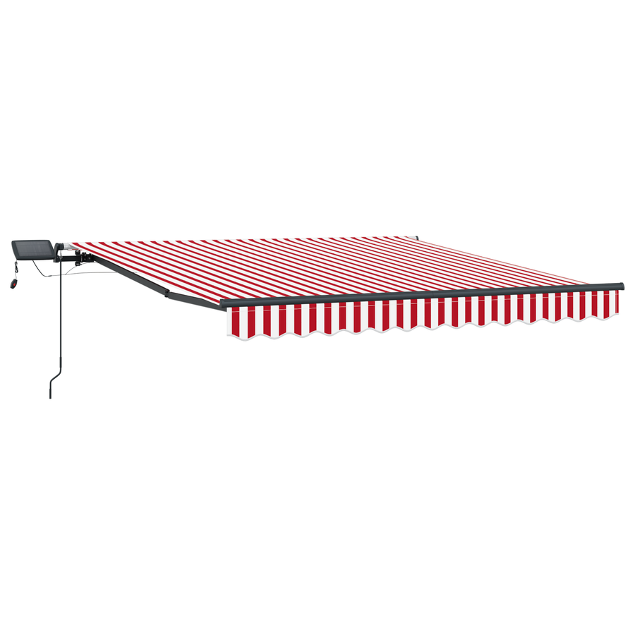 Handmatige Inklapbare Luifel met LED Rood en Witte Streep 350x250 cm