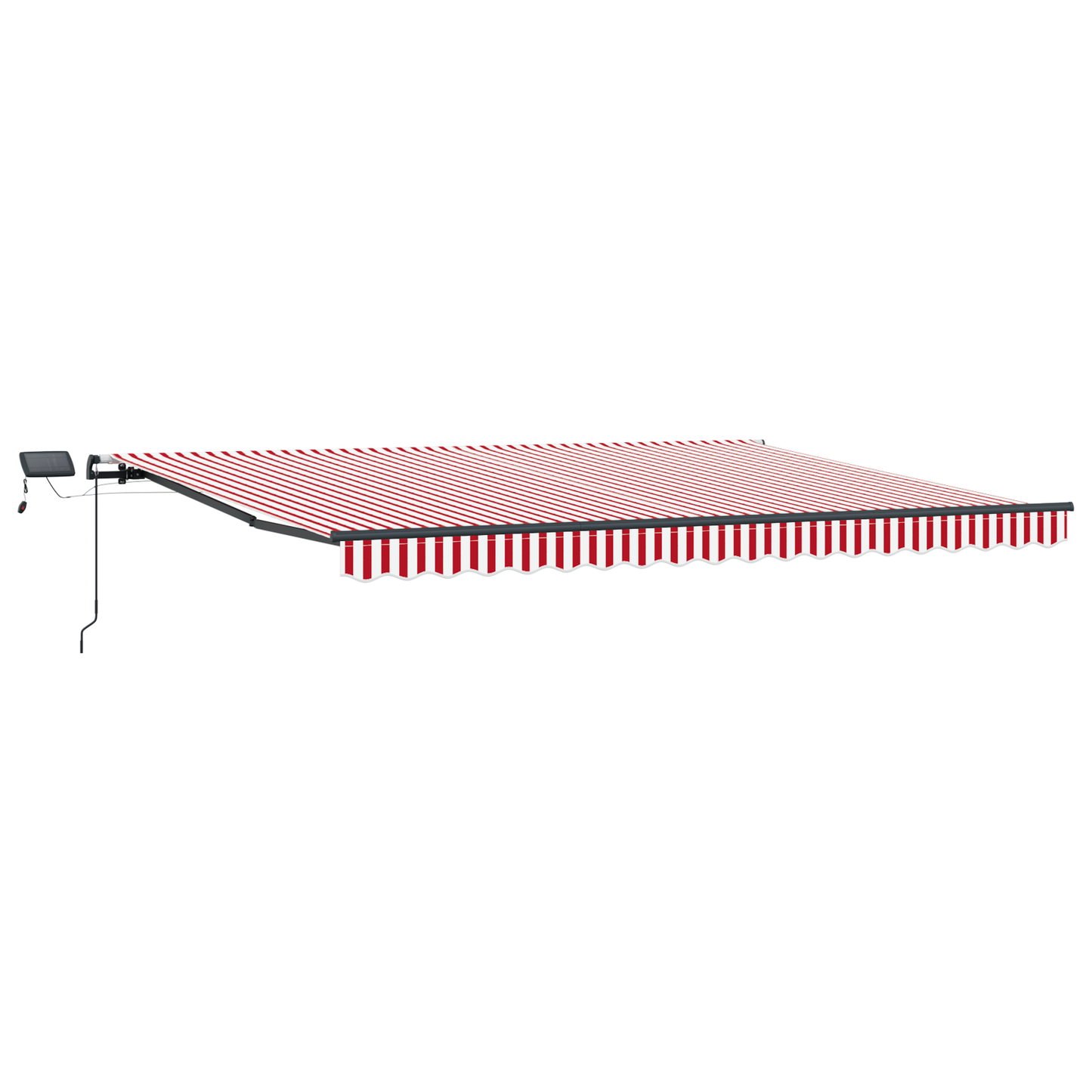 Handbediende Uitschuifluifel met LED Rood en Witte Streep 400x300 cm