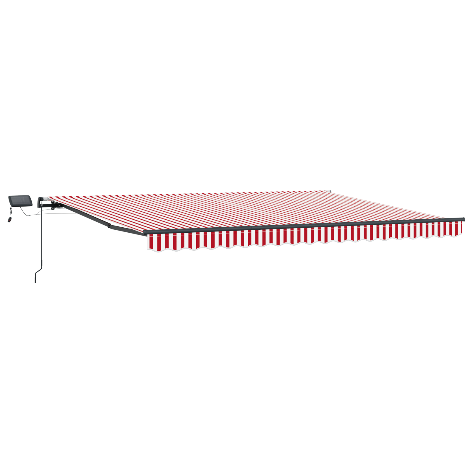 Handbediende Uitschuifluifel met LED Rood en Witte Streep 400x300 cm