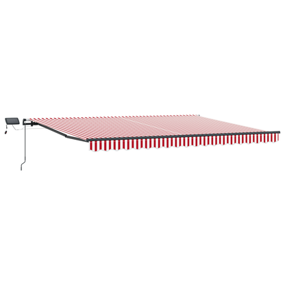 Handbediende Uitschuifluifel met LED Rood en Witte Streep 400x300 cm