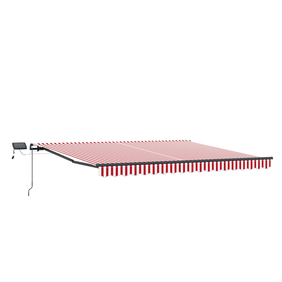 Handmatige Inklapbare Luifel met LED Rode en Witte Strepen 450x350 cm