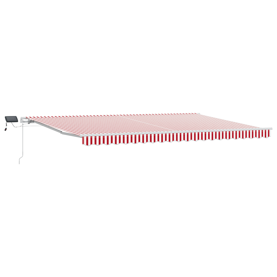 Handmatige Inklapbare Luifel met LED Rood en Witte Streep 500x350 cm