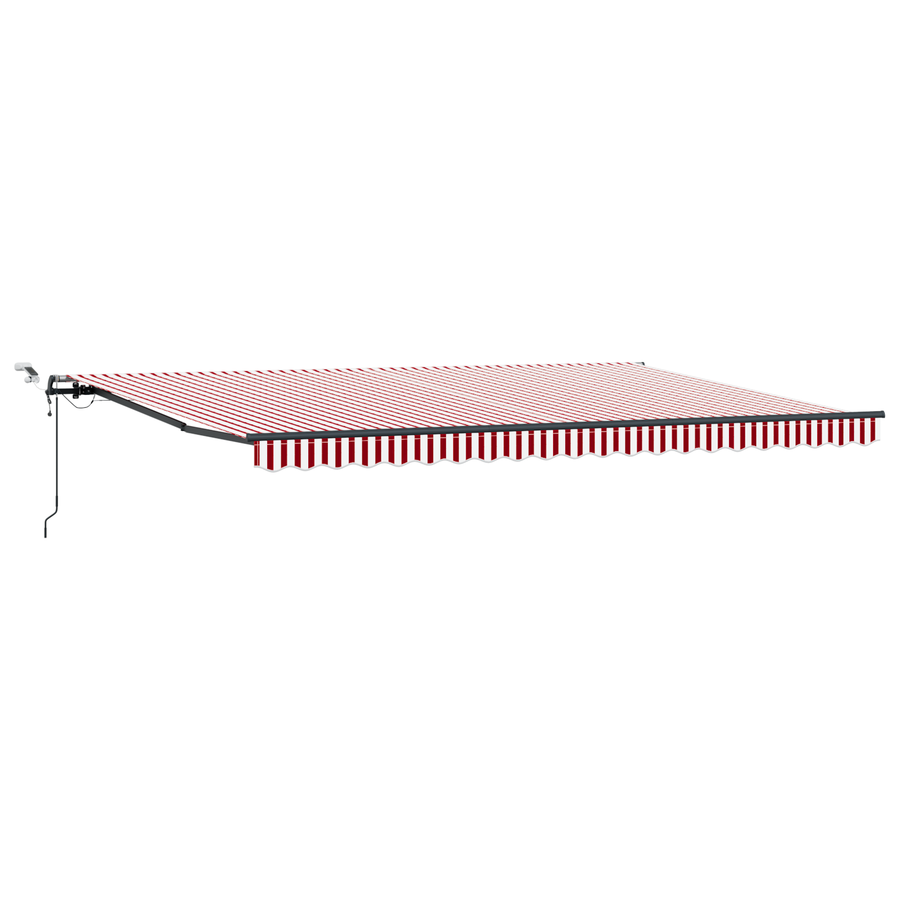 Automatische Inklapbare Luifel met LED Rood en Witte Streep 500x350 cm