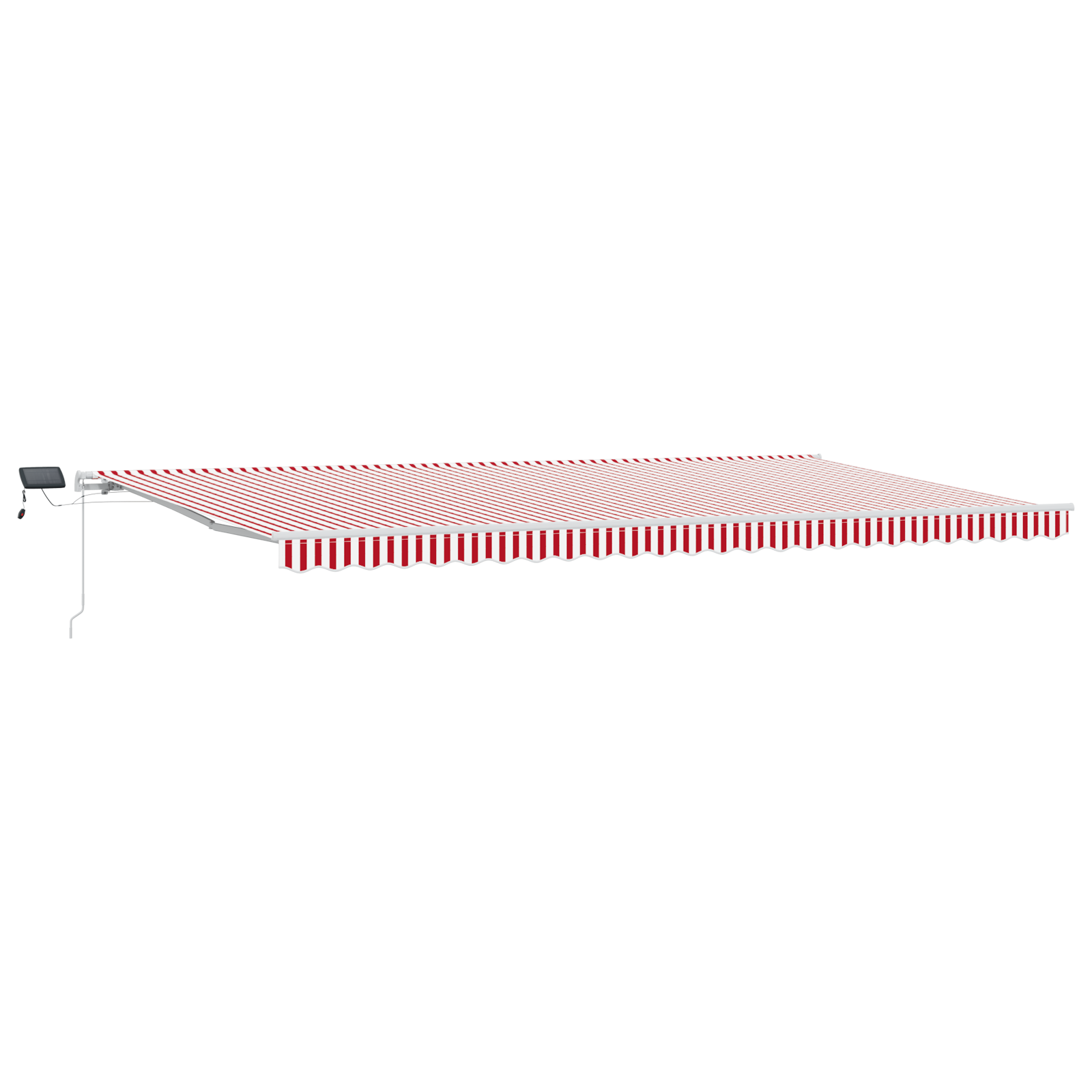 Handmatige intrekbare luifel met LED Rood en Wit Gestreept 600x300 cm