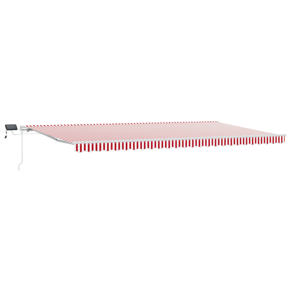 Handmatige intrekbare luifel met LED Rood en Wit Gestreept 600x300 cm