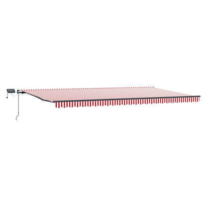 Handmatige Inklapbare Luifel met LED Rood en Witte Streep 600x300 cm