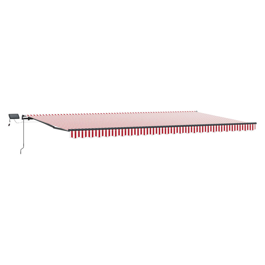 Handmatige Inklapbare Luifel met LED Rood en Witte Streep 600x300 cm