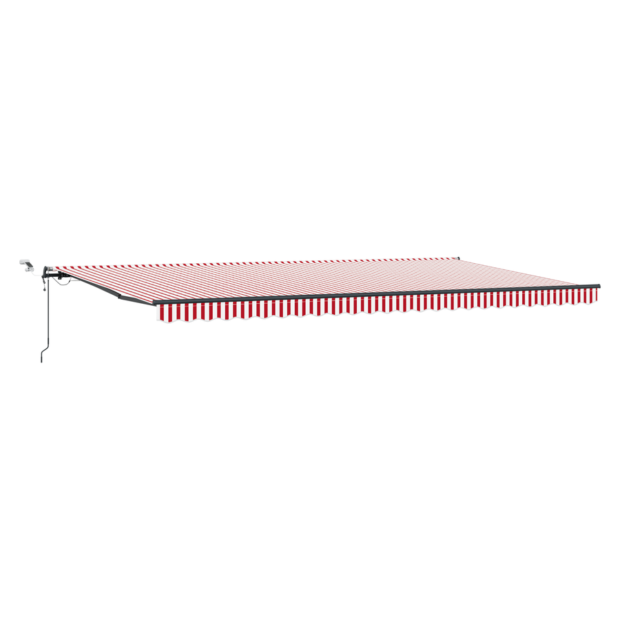Automatische Inklapbare Luifel met LED Rood en Wit Gestreept 600x300 cm