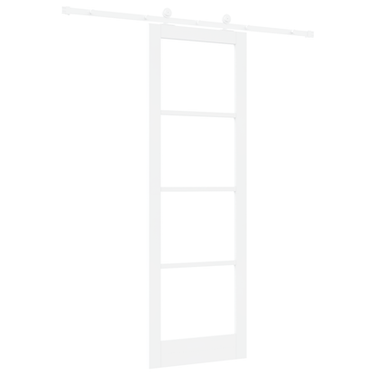 Schuifdeur met Hardware Set 'ORKDAL'in Wit Massief Hout en Glas