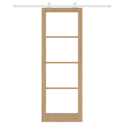 Glijdende Deur met Bevestigingsset 'ORKDAL'van massief hout en glas