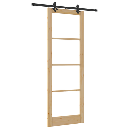 Schuifdeur met hardware set 83x232 cm massief vurenhout
