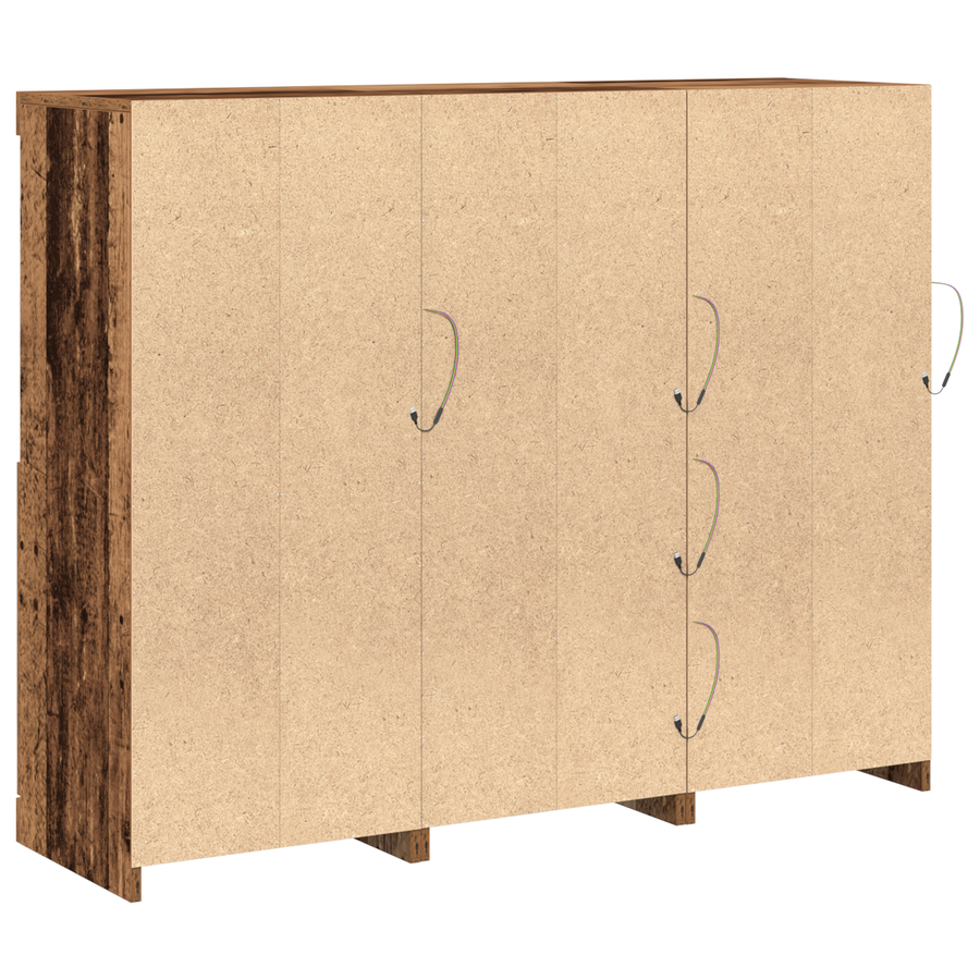 Dressoir met LED 123x37x100 cm bewerkt hout oud houtkleurig