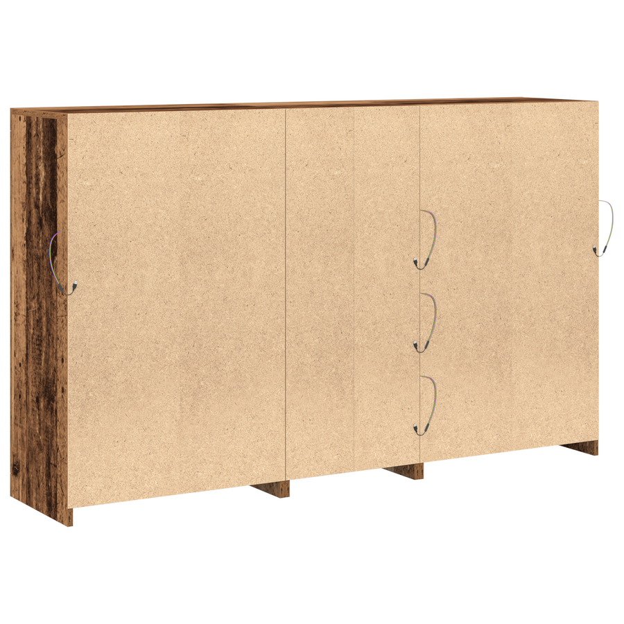 Dressoir met LED 162x37x100 cm bewerkt hout oud houtkleurig