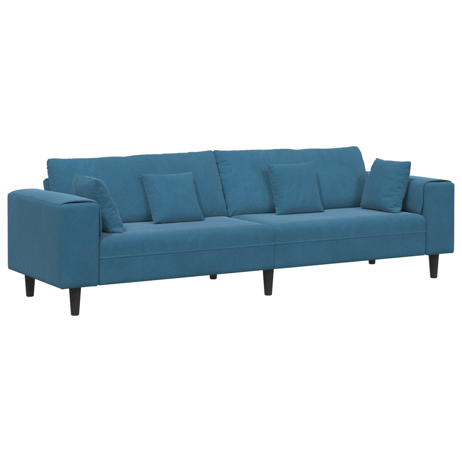 Velours Bank met kussen met kussen Blauw 208 cm Fluweel