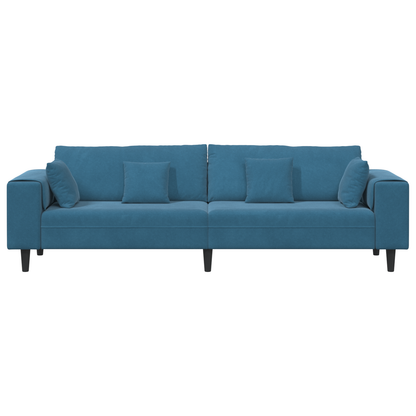 Velours Bank met kussen met kussen Blauw 208 cm Fluweel
